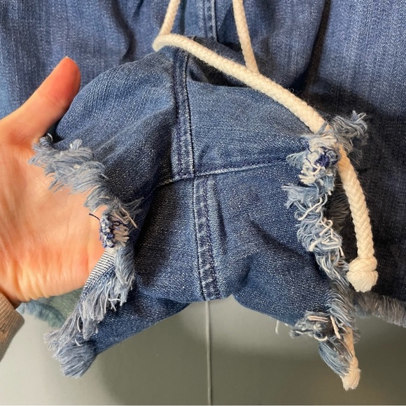 Aerie dark wash denim drawstring shorts size medium - Picture 3 of 8